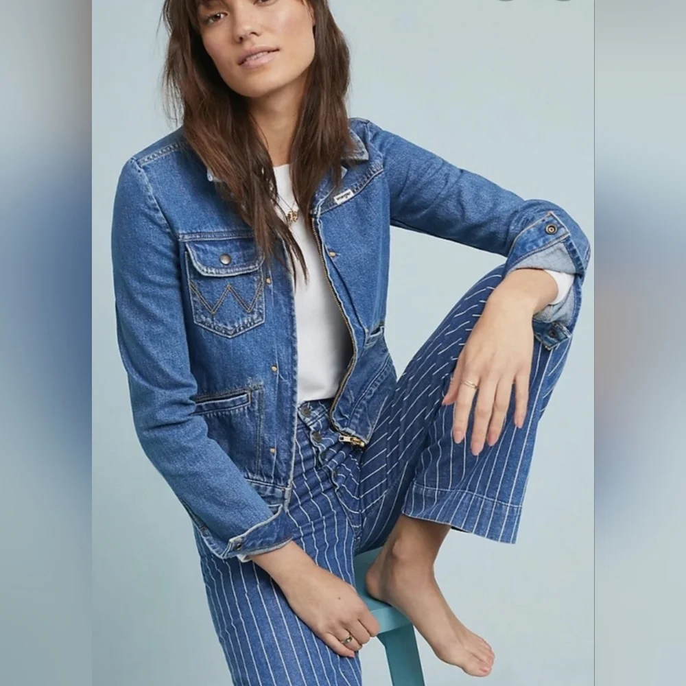 NWOT ANTHROPOLOGIE WRANGLER Modern Women's Heritage Venus Zip Denim Jacket Small
